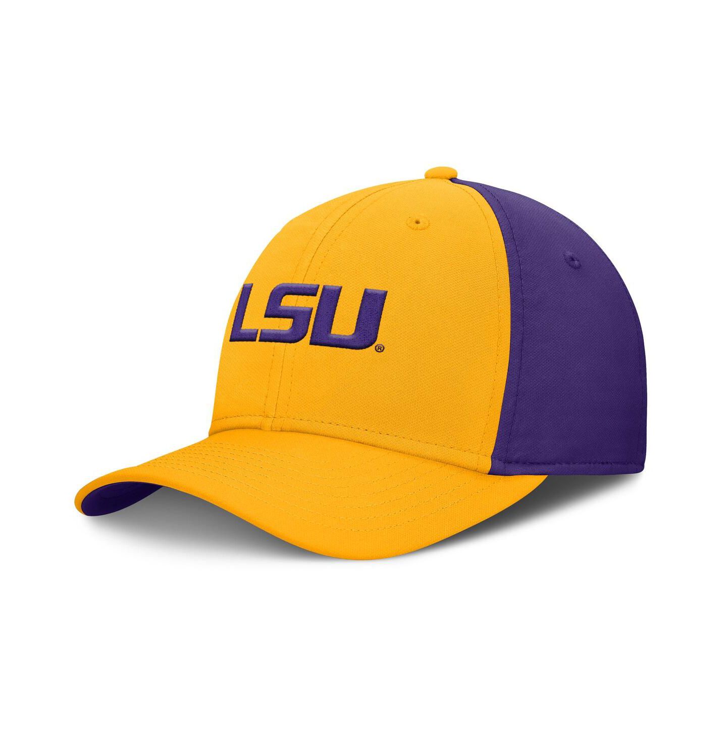 Мужская кепка Nike Gold/Purple LSU Tigers 2025 Sideline Rise Local Performance Flex Hat — фото 1