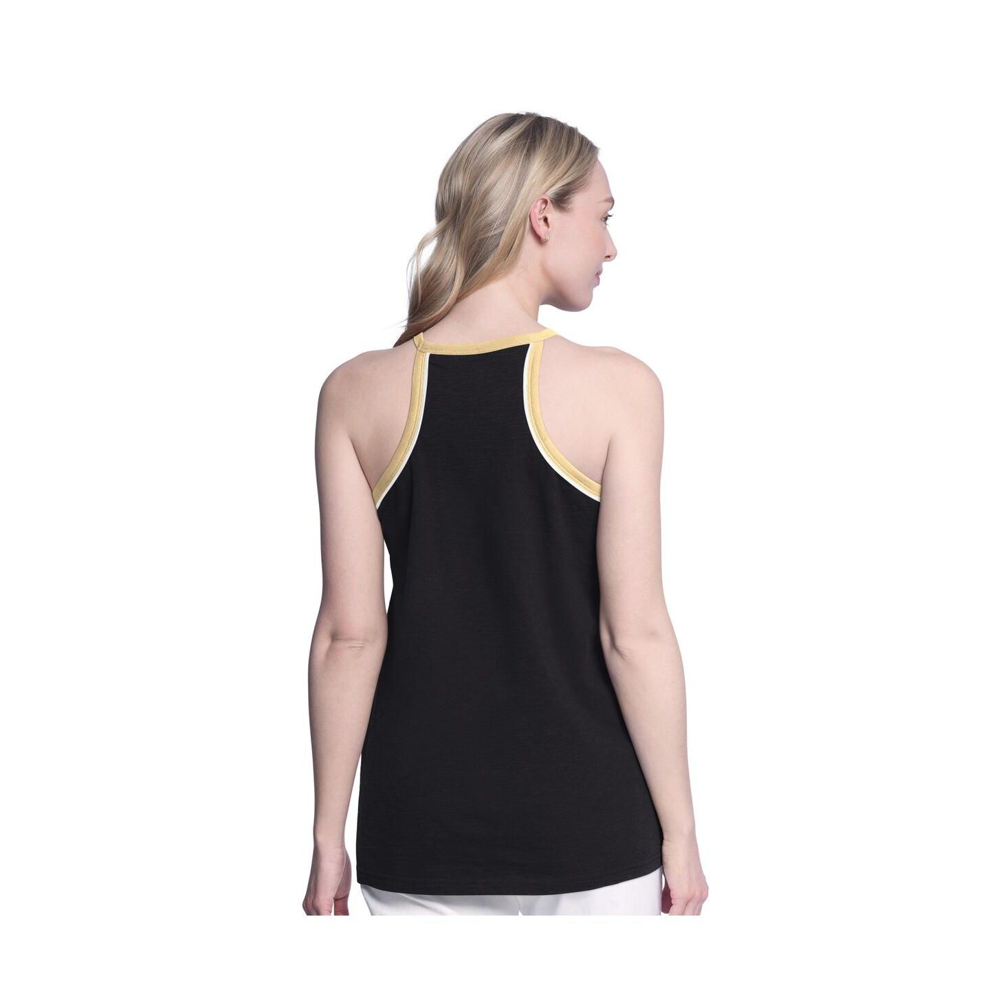 Женский топ G-III 4Her by Carl Banks Black Vegas Golden Knights Curveball Racerback Scoop Neck Slub — фото 2