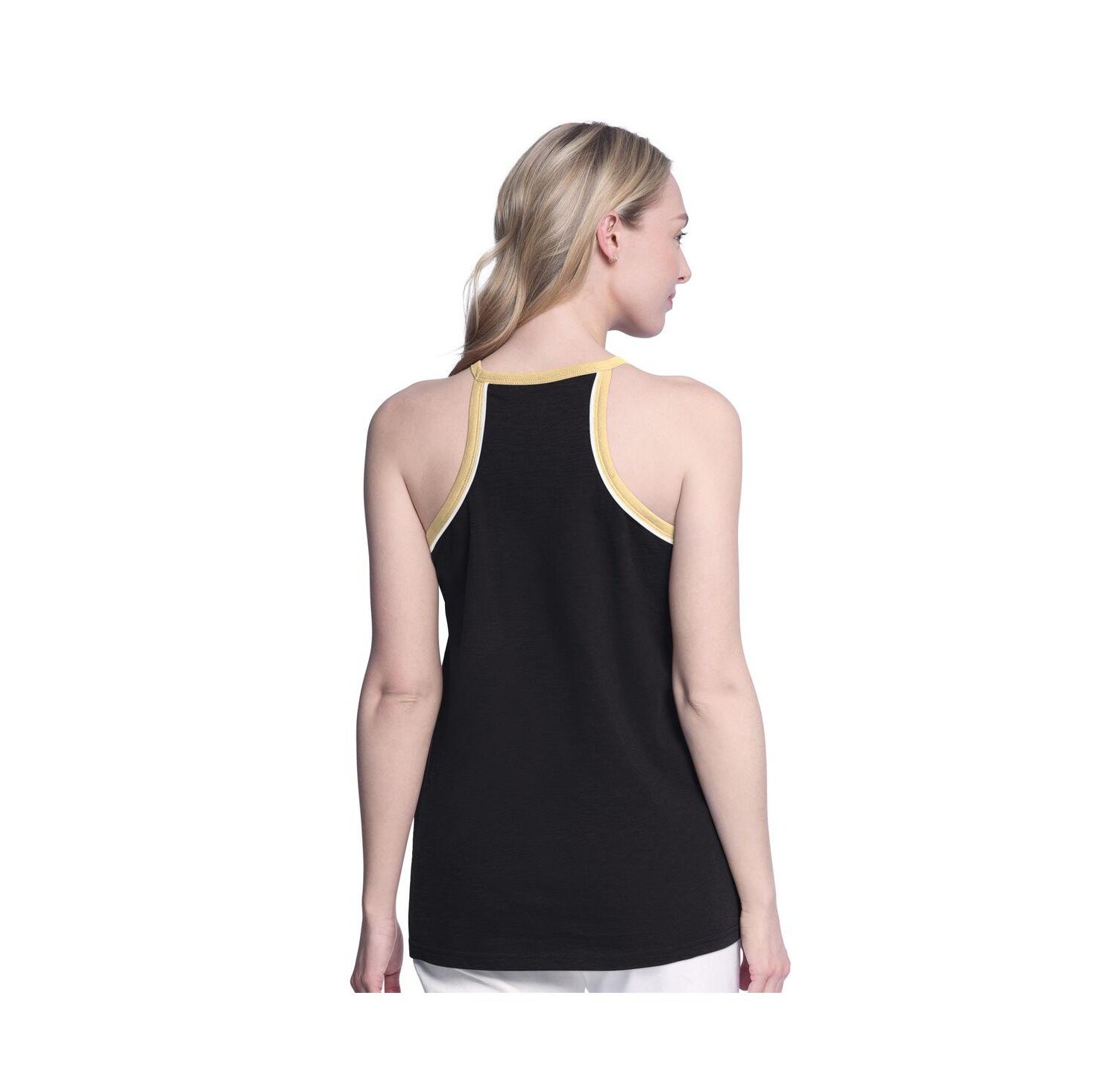Women's Black Vegas Golden Knights Curveball Racerback Scoop Neck Slub Tank Top