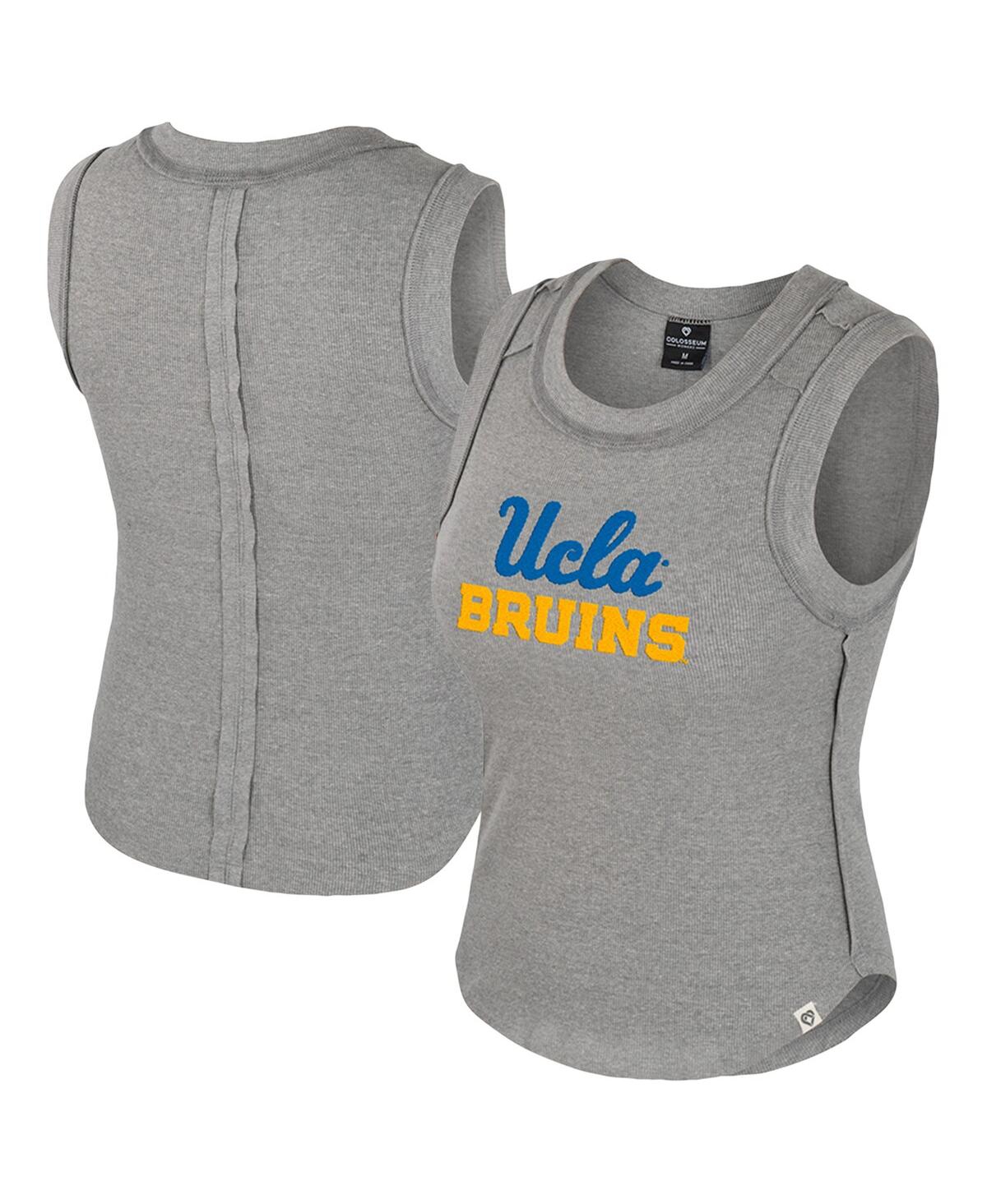 Women's Heather Gray Ucla Bruins Beach You Ribbed Tri-Blend Tank Top - Heather Gray