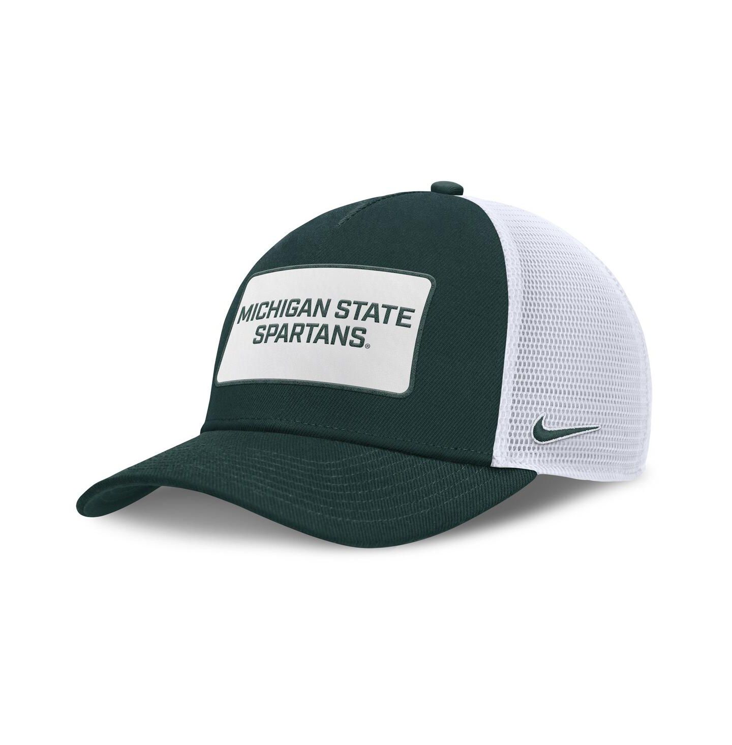 Мужская кепка Nike Green/White Michigan State Spartans 2025 On-Field Rise Patch Trucker Adjustable Hat — фото 1