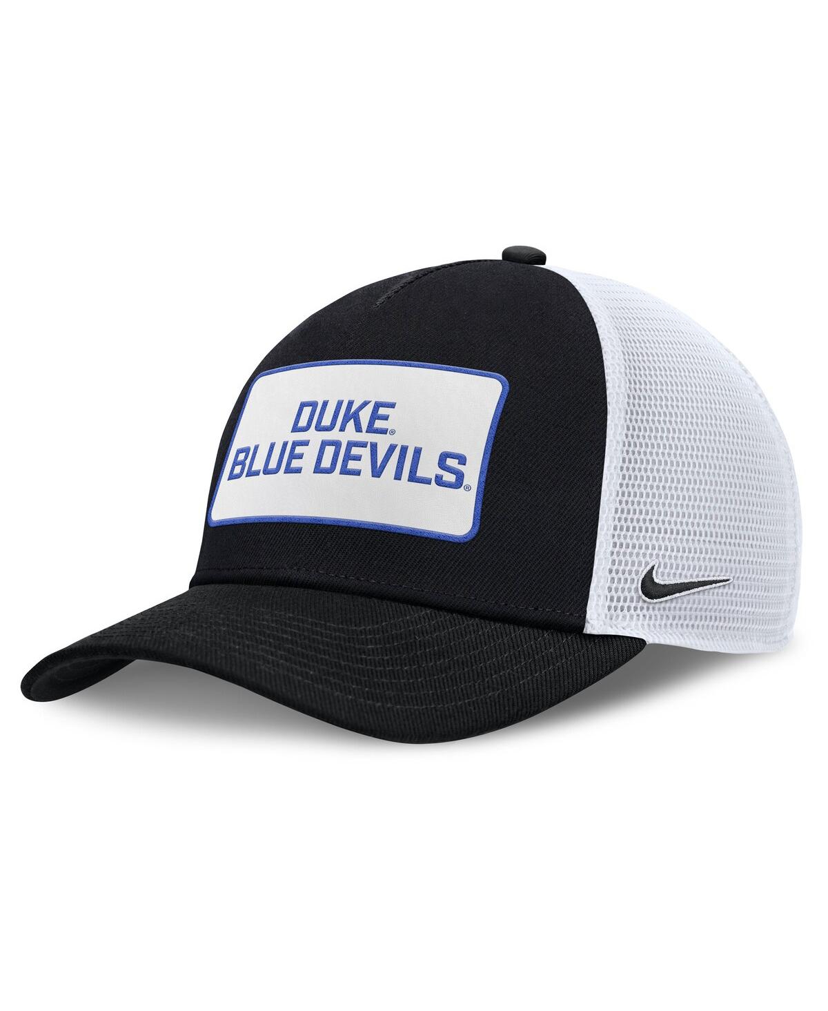 Nike Men's Black/white Duke Blue Devils 2025 On-field Rise Patch Trucker Adjustable Hat In Black