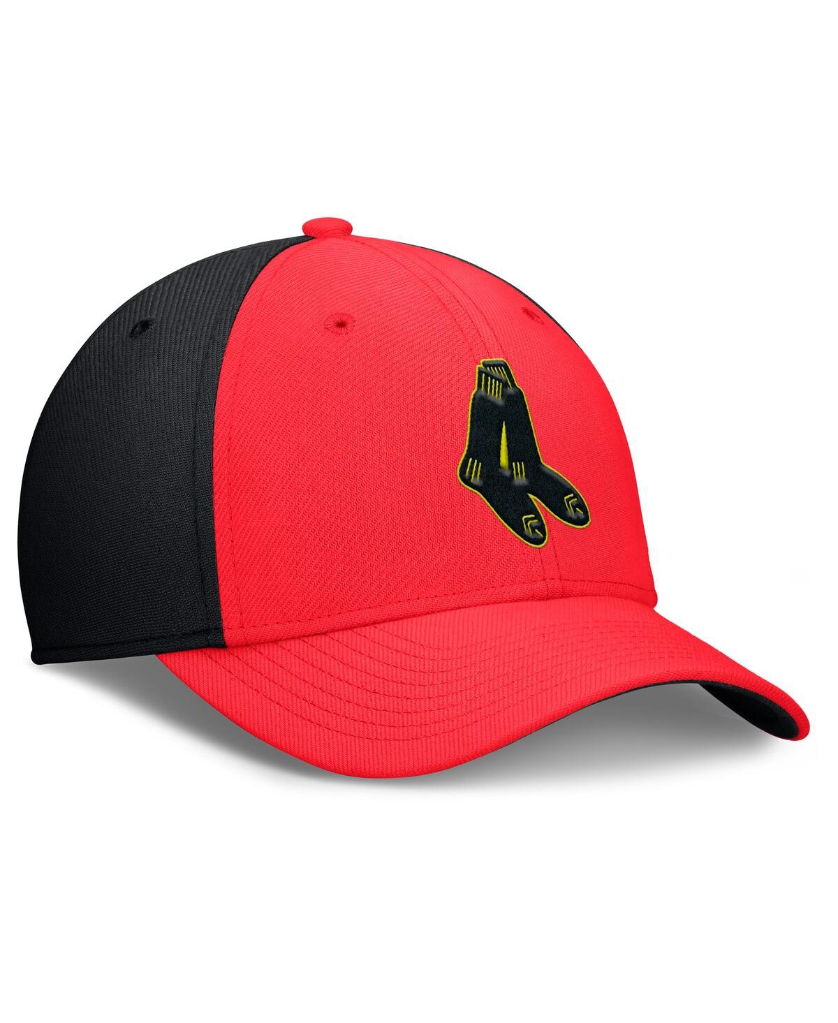 Nike Men's Crimson/black Boston Red Sox Neon 90s Rise Swoosh Flex Hat