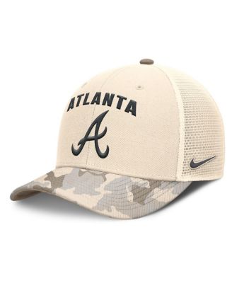 Nike - Men's Natural Atlanta Braves Camo Natural Pack Rise Adjustable Trucker Hat