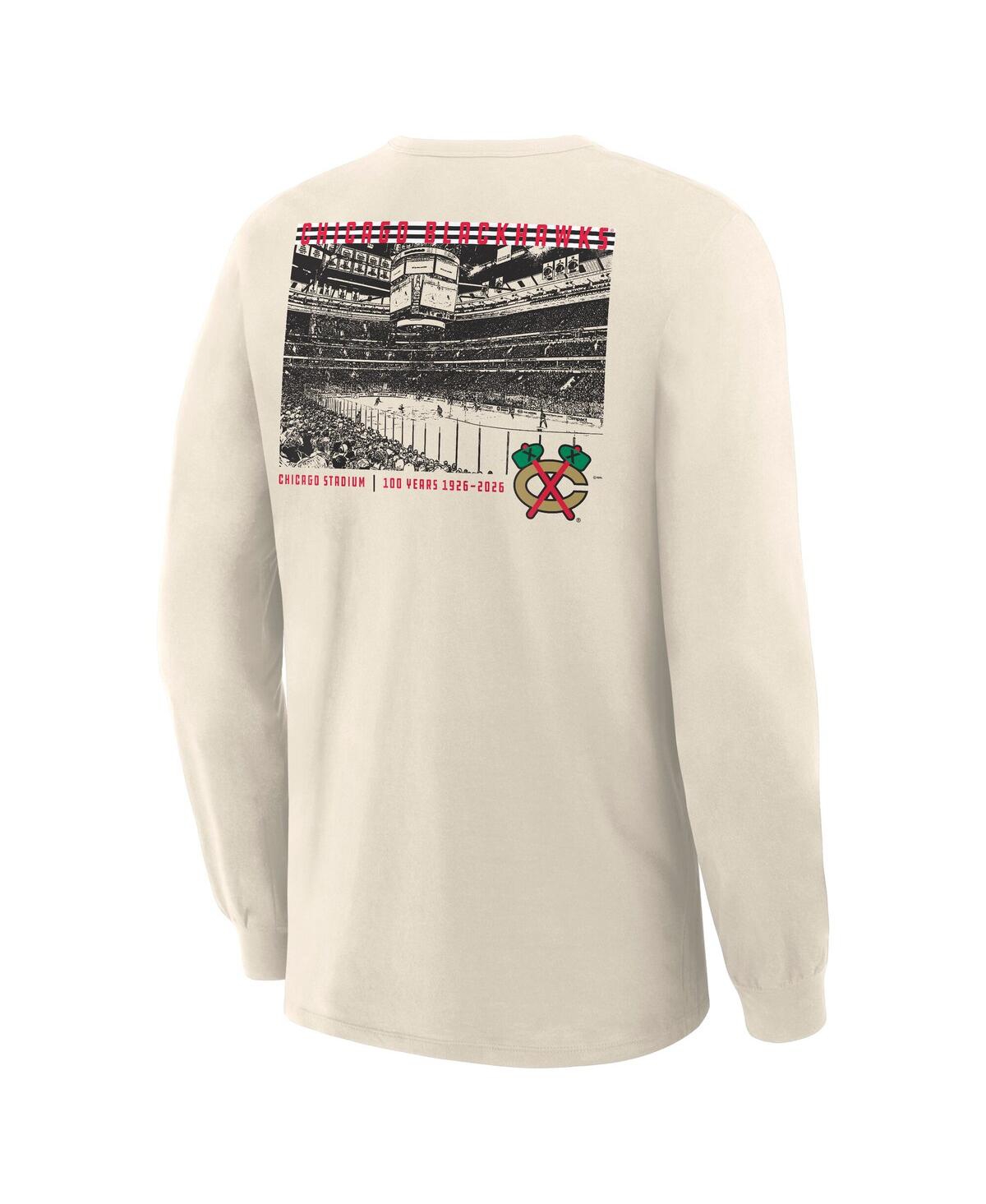 Fanatics Men's Beige Chicago Blackhawks Centennial Legacy Long Sleeve T-shirt In Neutral