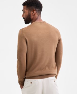 Men's Solid Crew Neck Merino Wool Blend Sweater, Created for Macy's 
