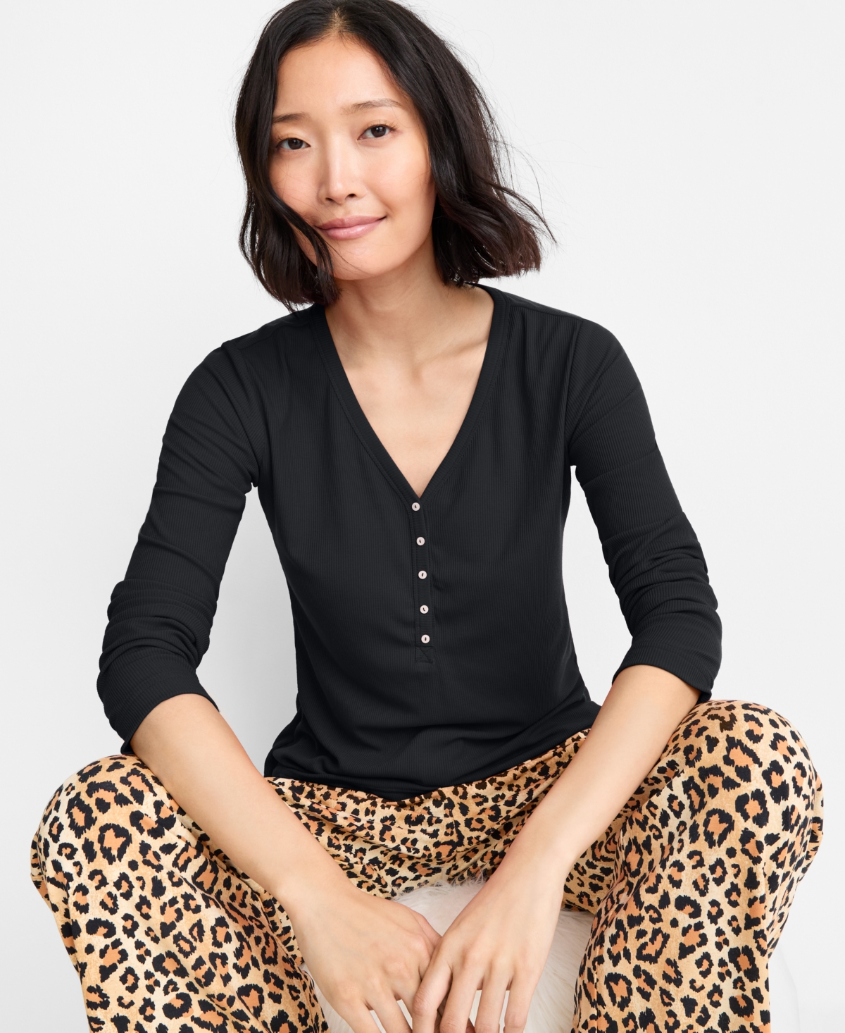 State Of Day Women's Leopard Knit Pajama Pants, Macy's Exclusive In Animal Print