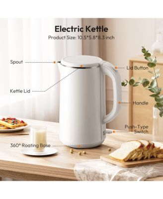 1.8L Double-Wall Stainless Steel Electric Kettle with Auto Shut-Off