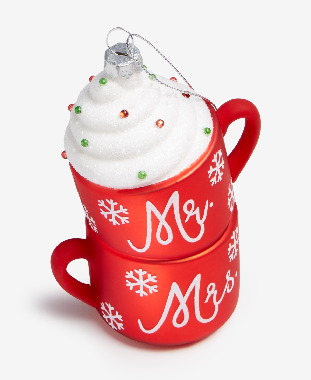 Holiday Lane Our First Mr. & Mrs. Double Hot Chocolate Cups Ornament, Macy's Exclusive In Red