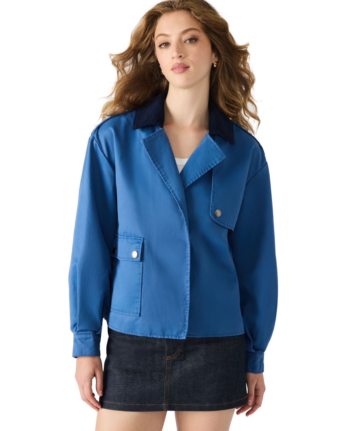 Steve Madden Luisa Trench Jacket In Blue