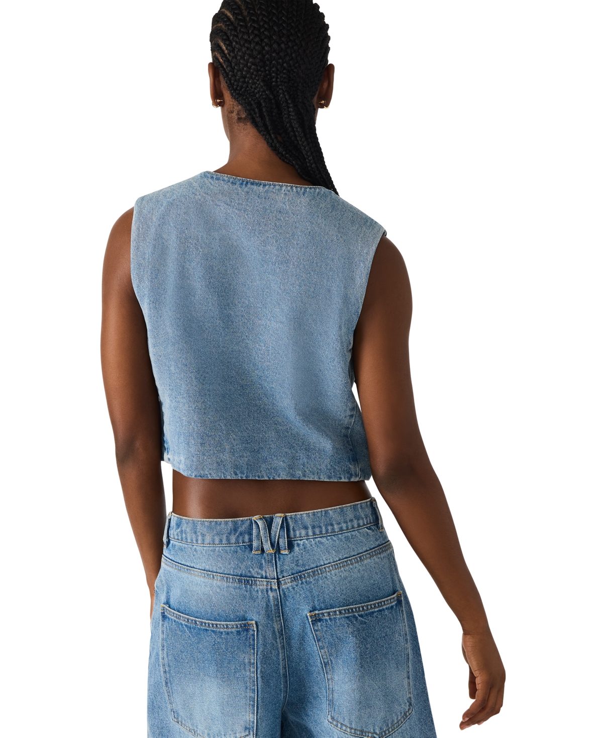 Steve Madden Brea Denim Vest In Blue