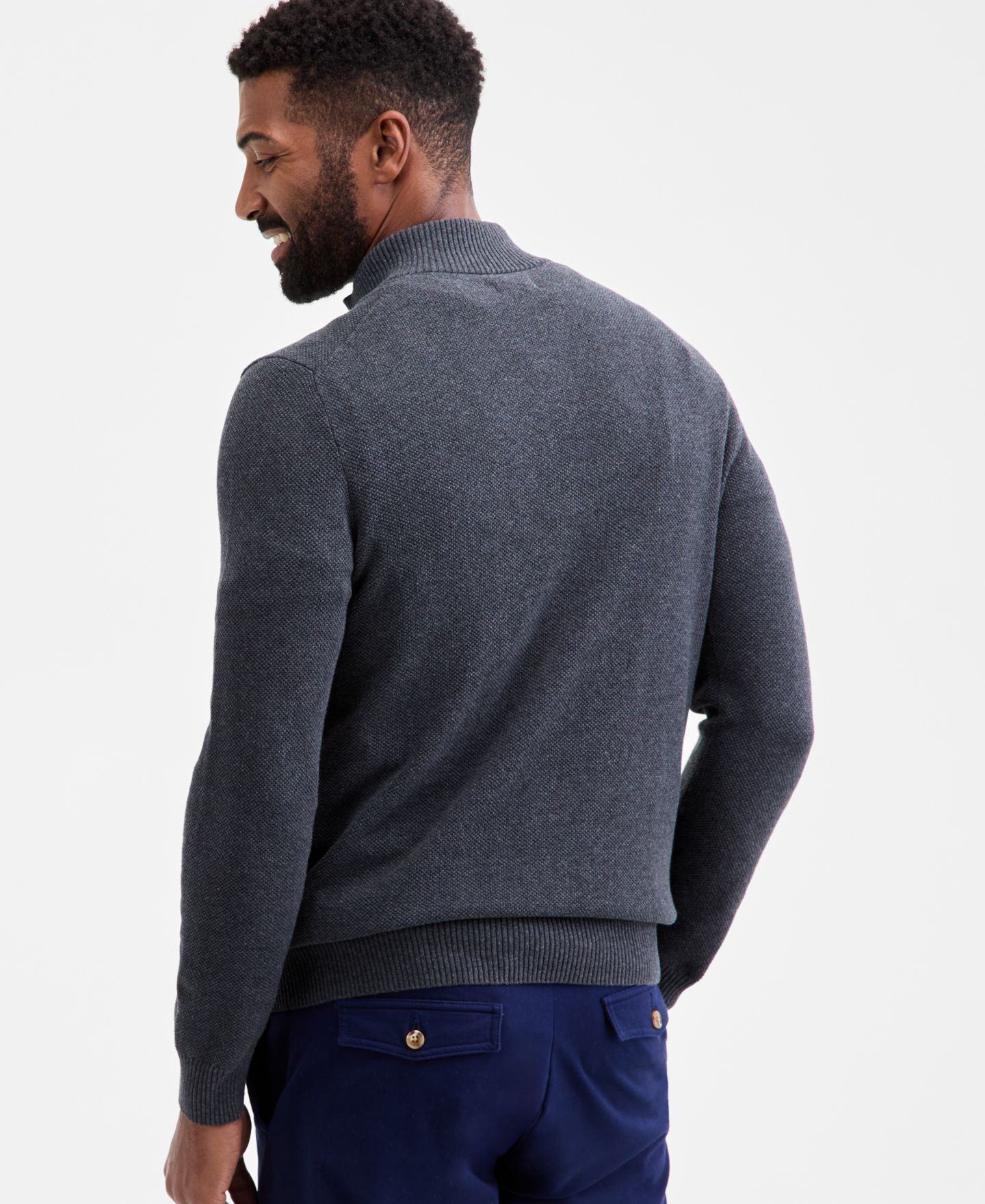 Мужской свитер Club Room Quarter-Zip, цвет: Угольный меланжевый — фото 2