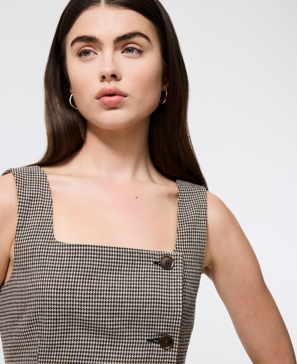 French Connection Houndstooth Mini Dress In Green
