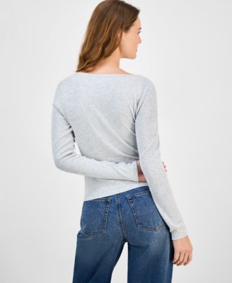 Juniors' Layered-Look Twofer Cardigan Top