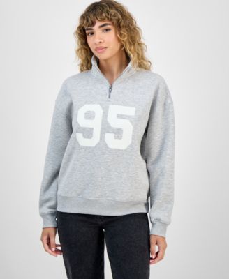 Juniors' Drop Shoulder Quarter-Zip Sweatshirt