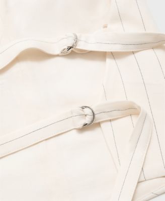 Women's Striped Linen-Blend Halter-Neck Top