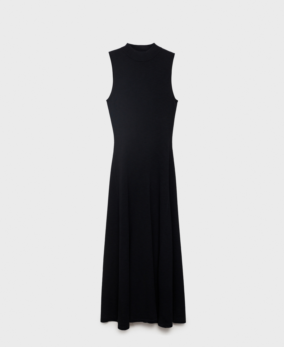 Mango Knit Flared Maxi Dress In Black