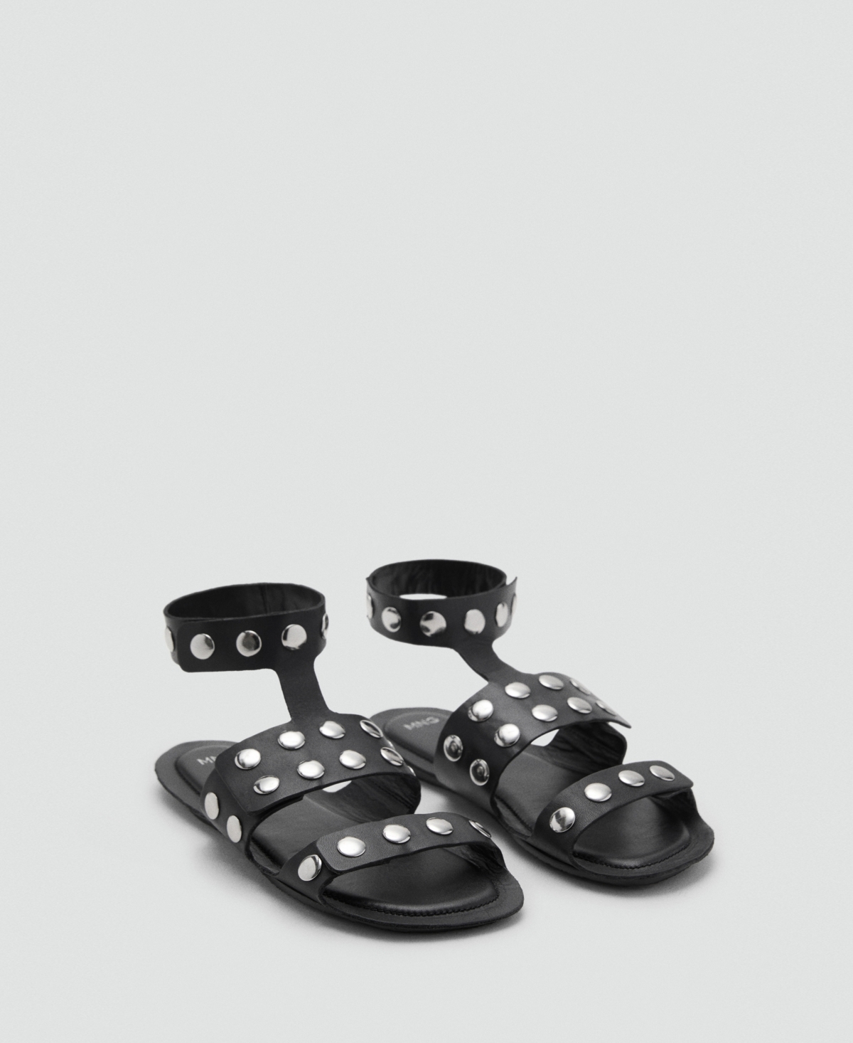 Women's Studded Leather Sandals - Black