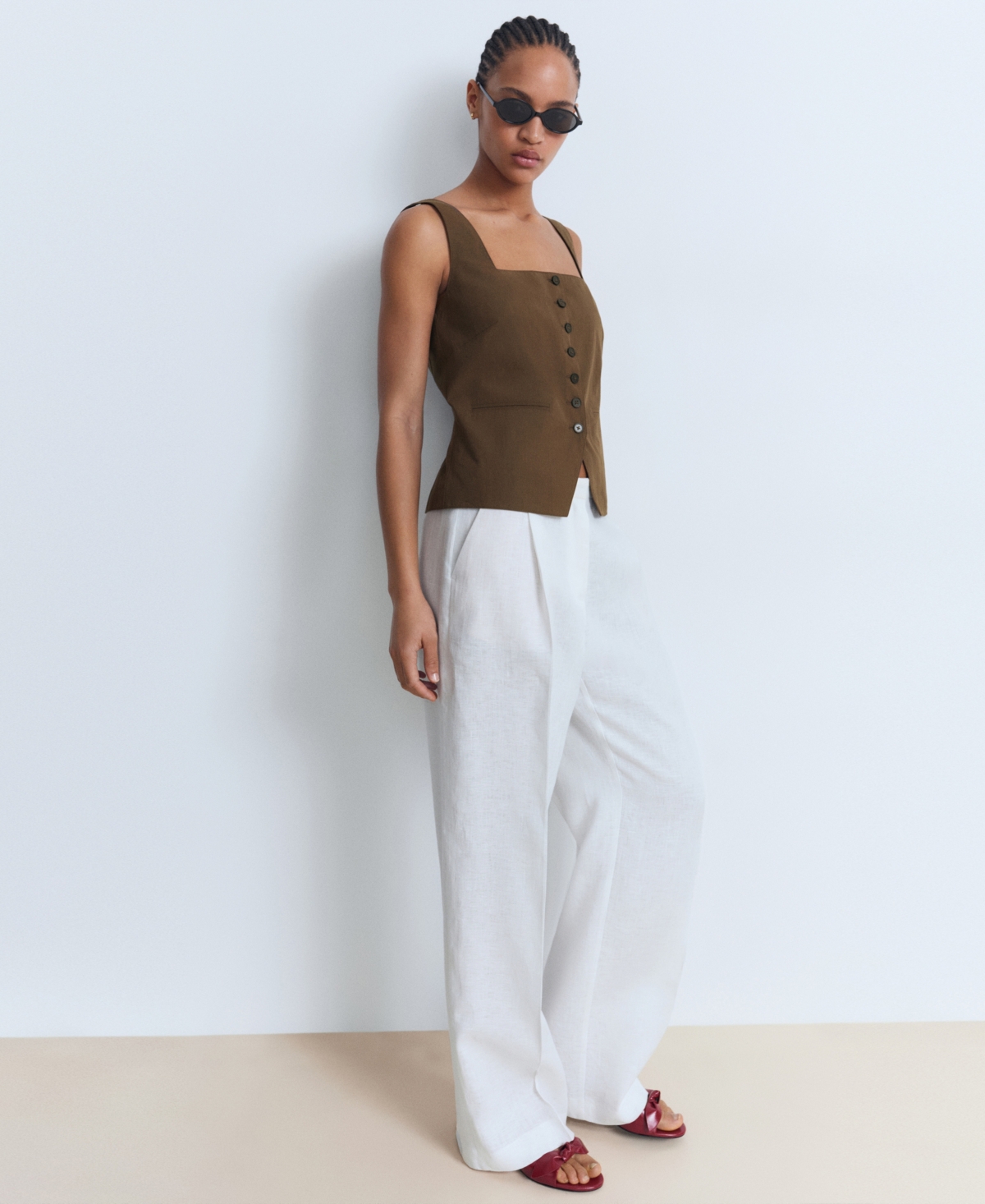 Mango Women's Cotton Suit Vest In Brown