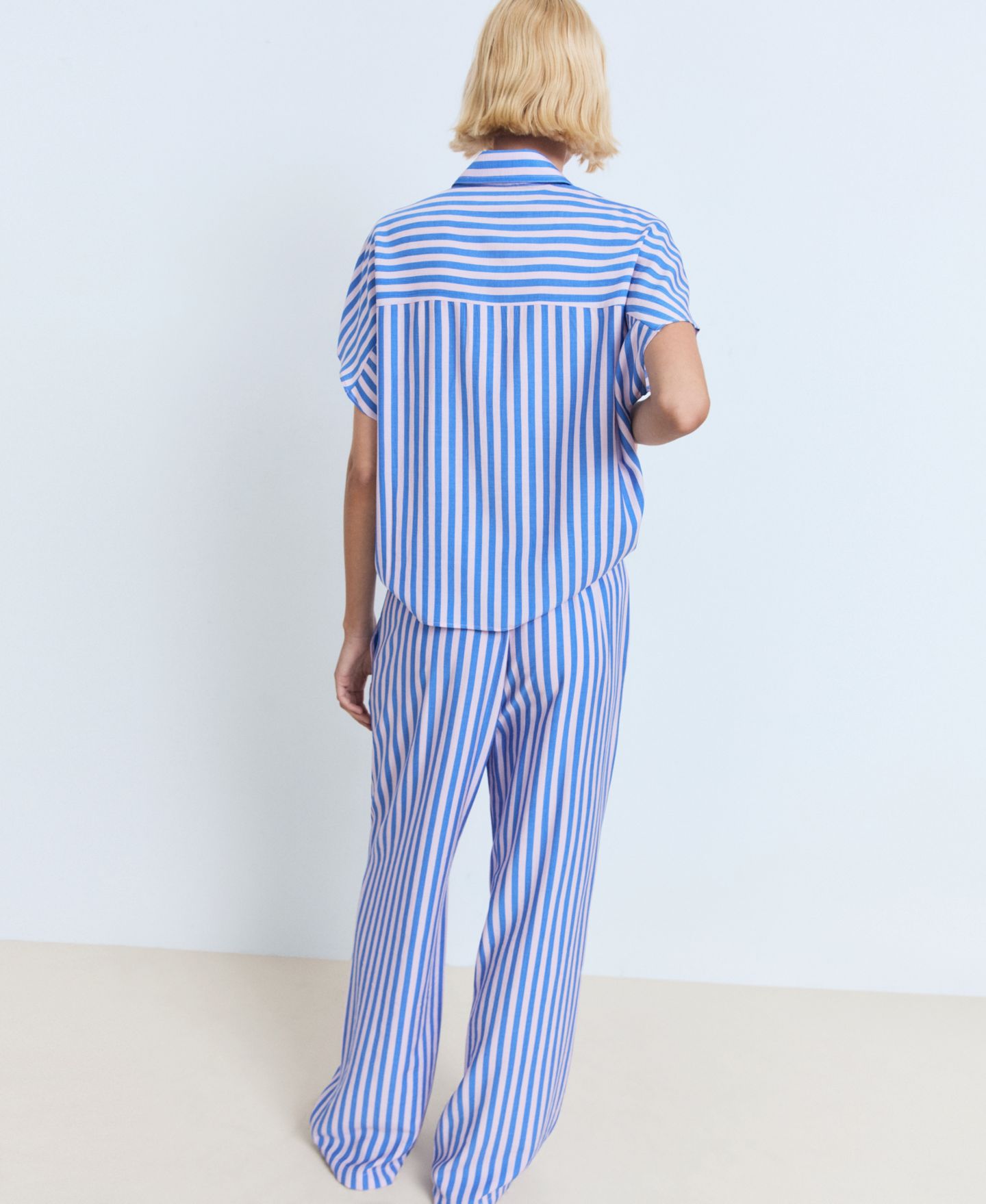 Женские брюки Mango Stripe-Print Straight, цвет: Синий — фото 2