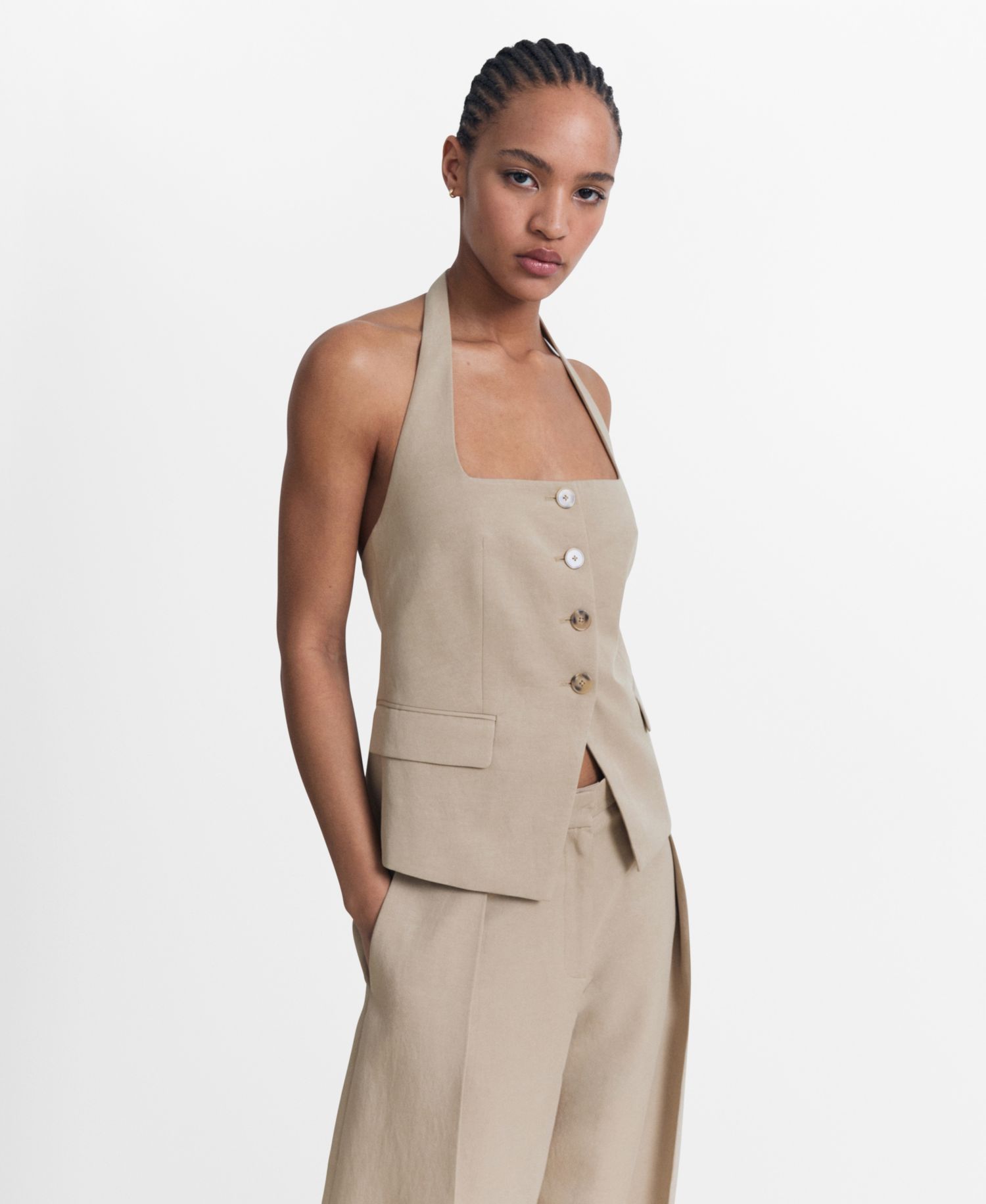 Women's Linen Suit Vest