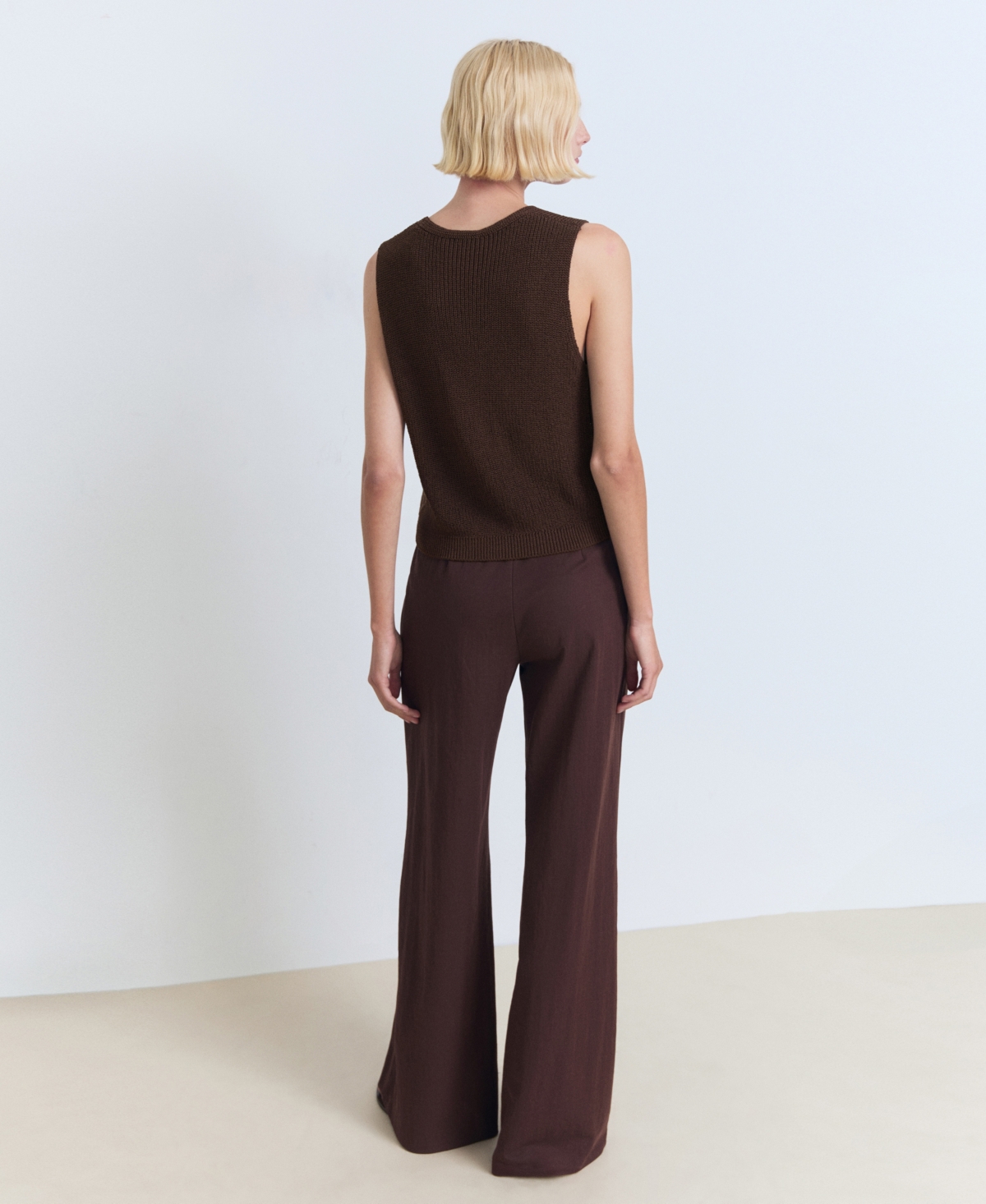 Mango Lightweight Knit Tank Top In Brown
