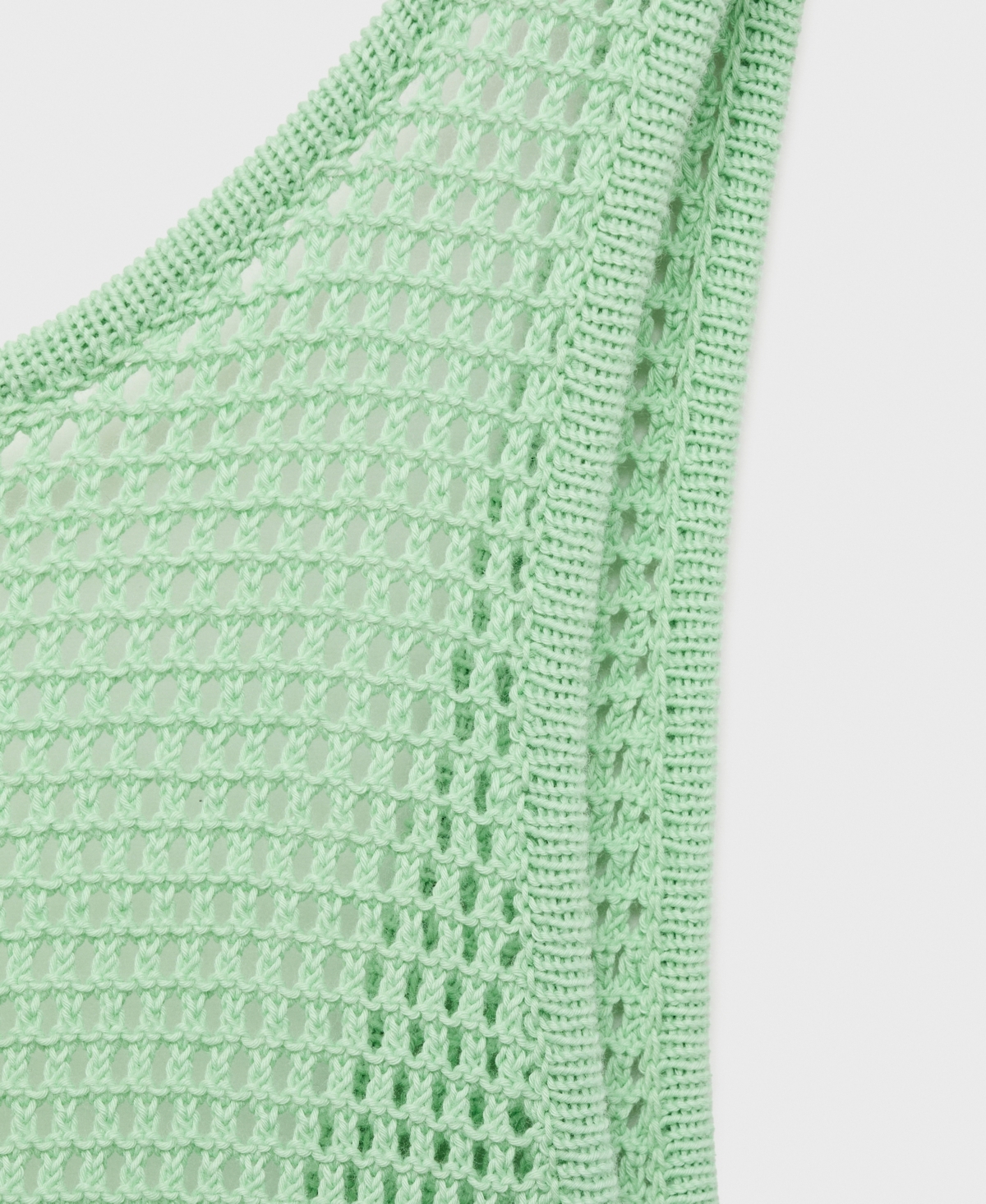 Mango Long Two-tone Crochet Dress Green In Green