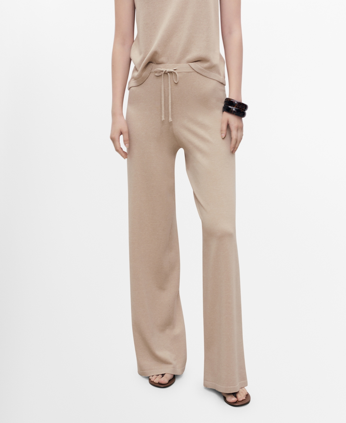 Women's Straight Knitted Pants - Light, Pastel Gray