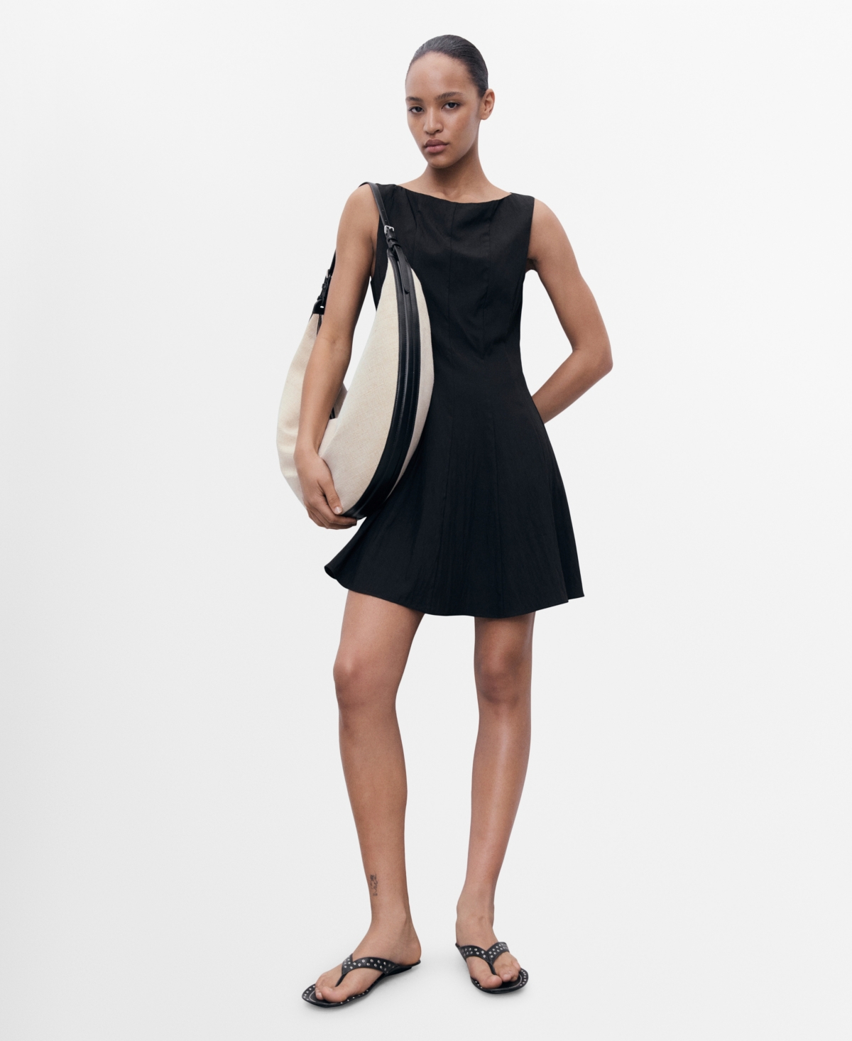 Mango Women's Pleated Short Dress In Black