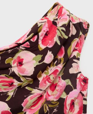 Women's Asymmetrical Neck Floral Blouse