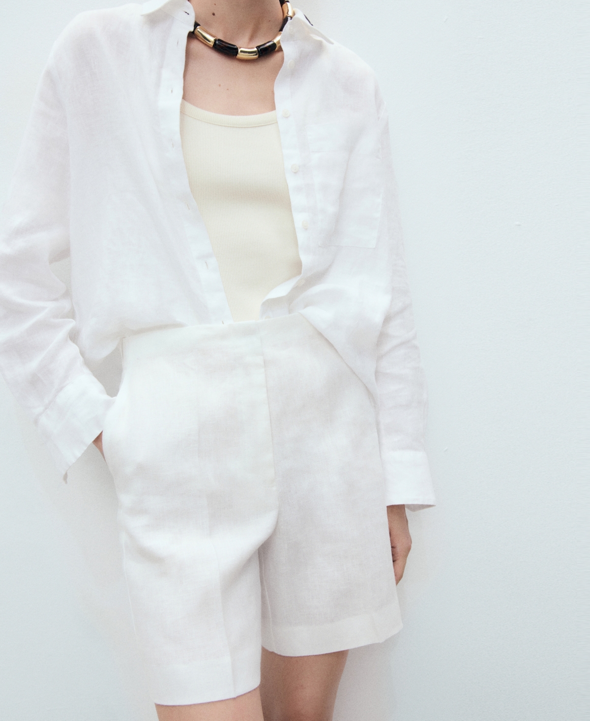 Mango Women's Straight-fit Linen Shorts In White