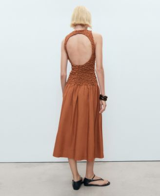 Women's Combined Open-Back Textured Dress