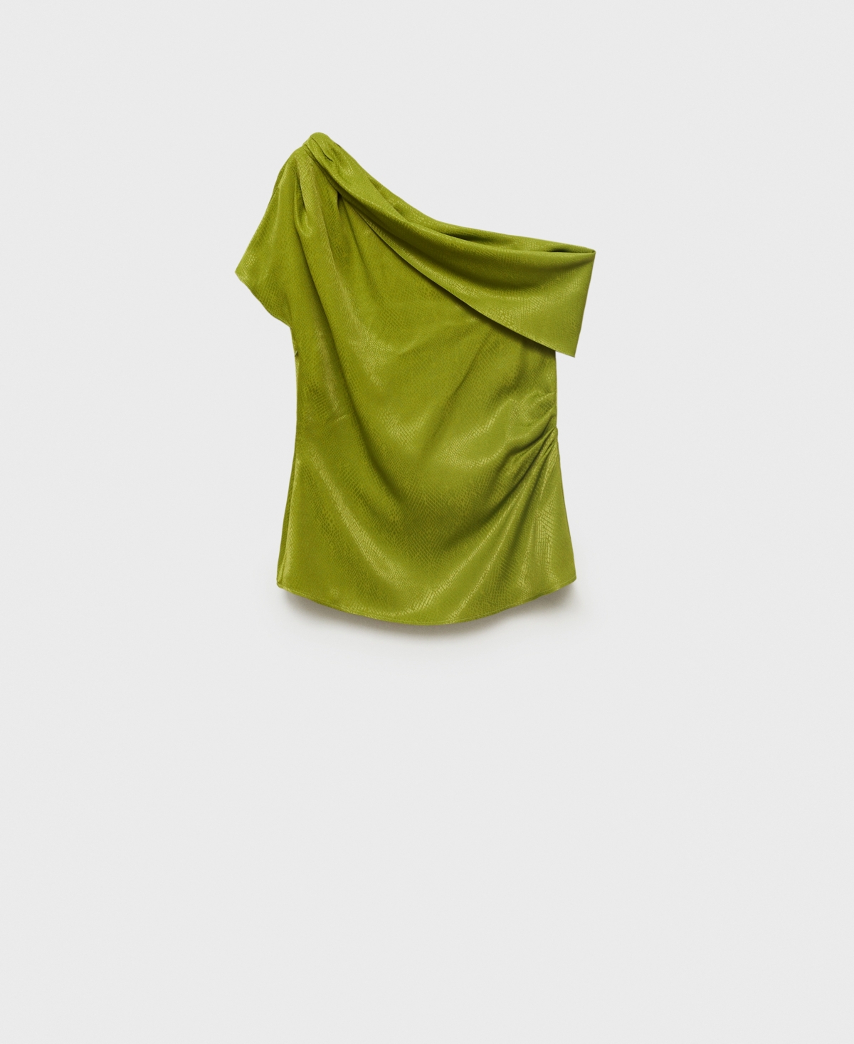 Mango Satin Blouse With Asymmetrical Neck Green In Green