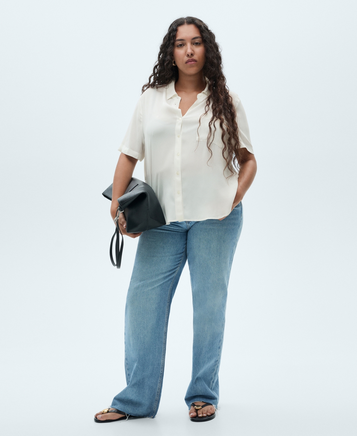 Mango Women's Short Sleeve Shirt In White