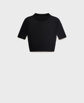 MANGO - Women's Knitted Cropped Sweater