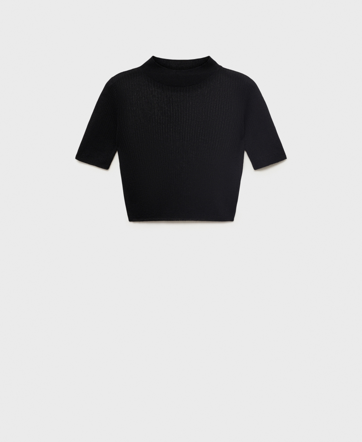 Mango Women's Knitted Cropped Sweater In Black