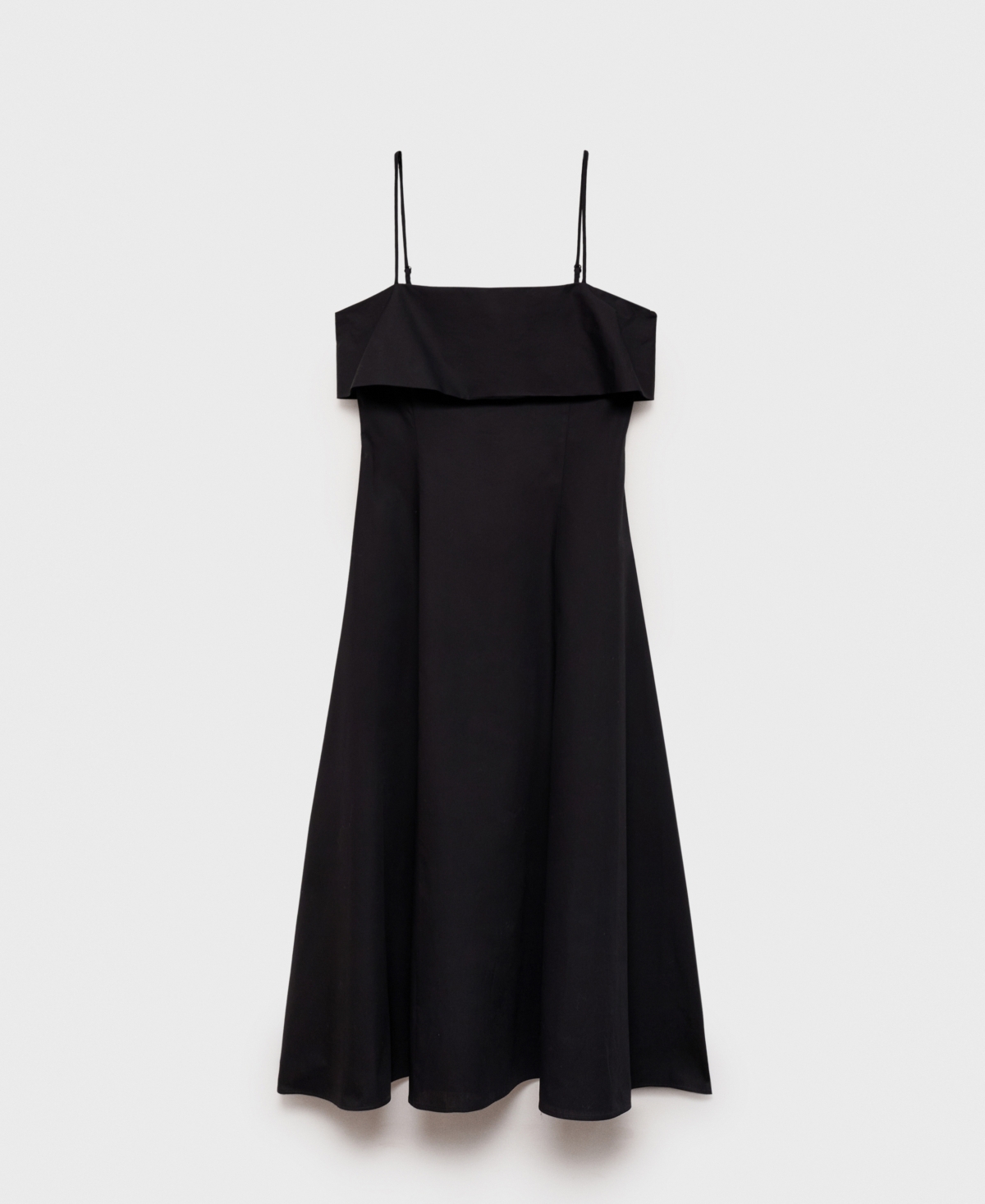 Mango Flared Dress With Ruffles Black In Black