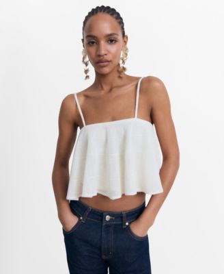 MANGO - Women's Ruffle Knit Top