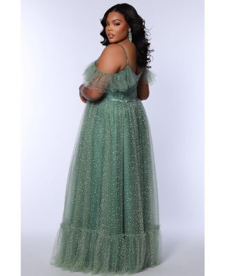 Women's V-Neckline Flutter Sleeve Slim A-line Gown