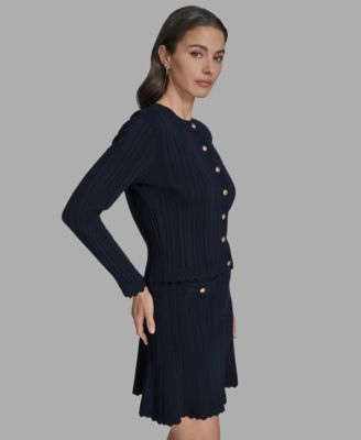 Women's Textured-Knit Cropped Cardigan