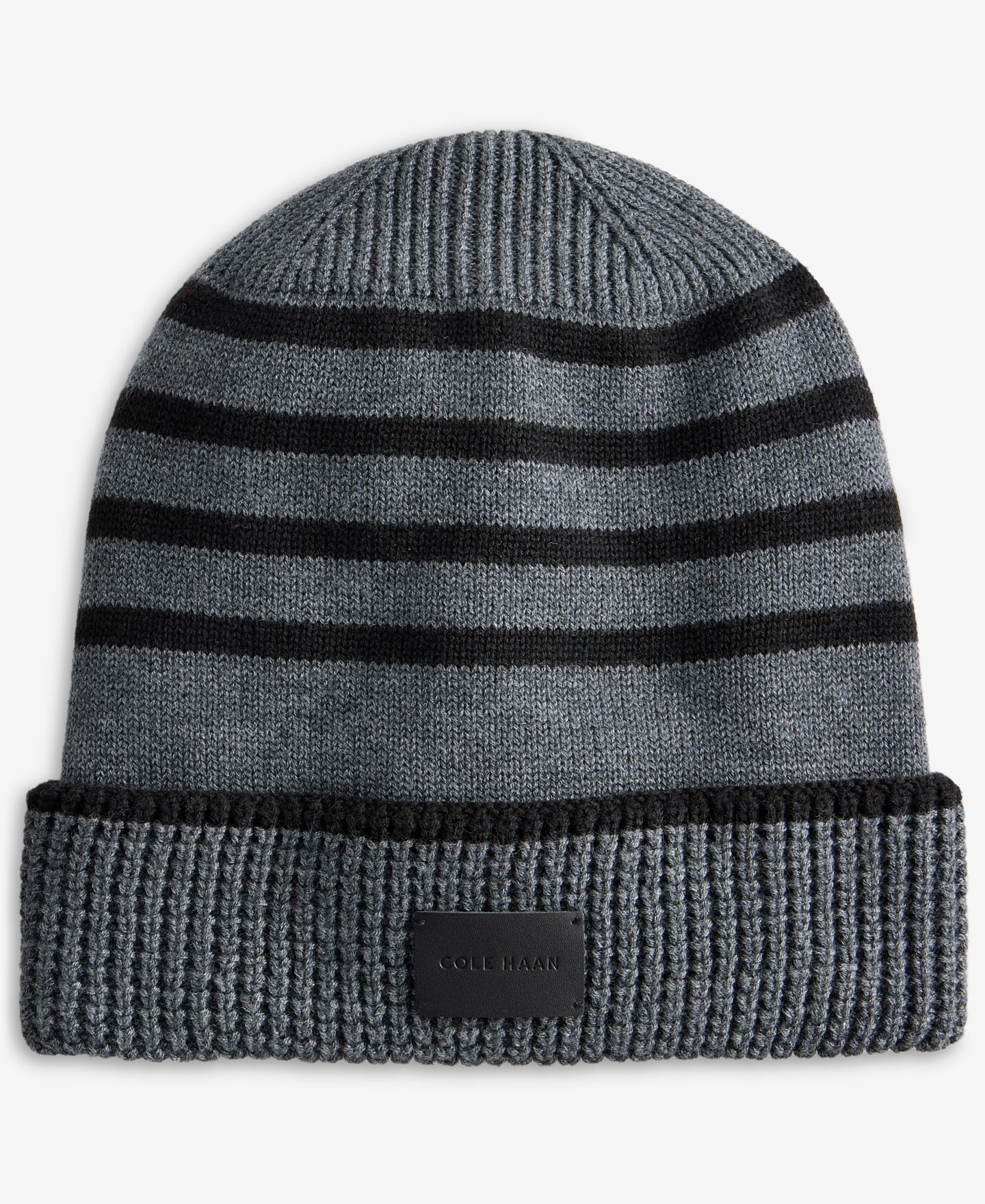 Мужская шапка Cole Haan Heritage Stripe Cuffed Beanie, цвет: Серый — фото 1