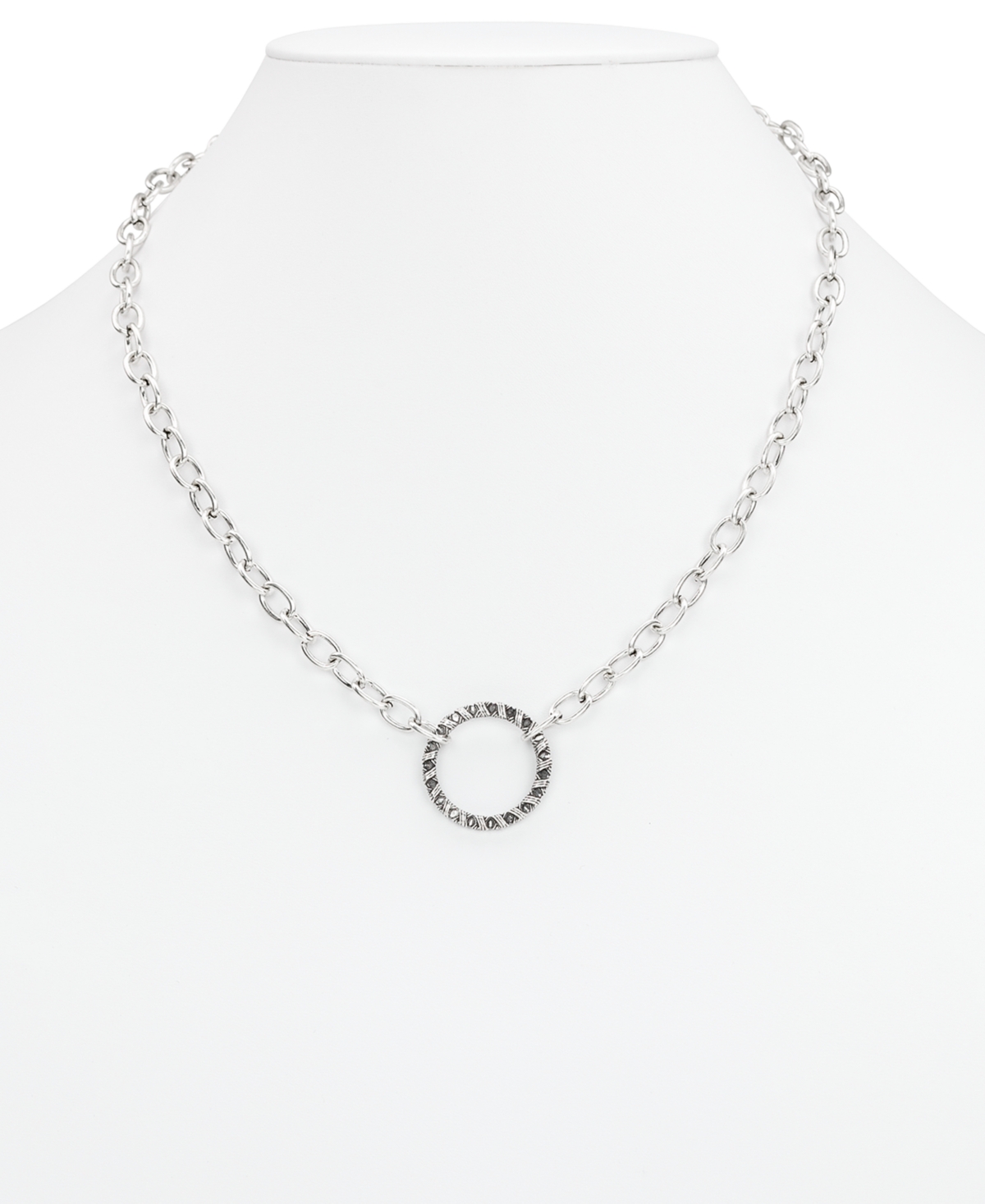 Patricia Nash Large Ring Necklace, 18" + 3" Extender In Metallic