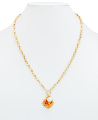 Beaded Gold-Tone Double Strand Necklace, 18" + 3" extender