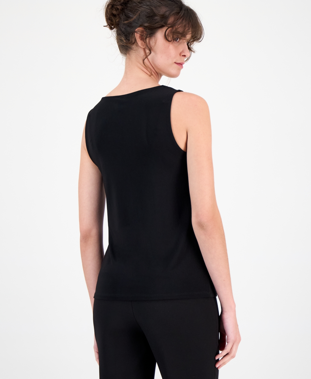 Anne Klein Women's Embellished Cowl-neck Tank In Black