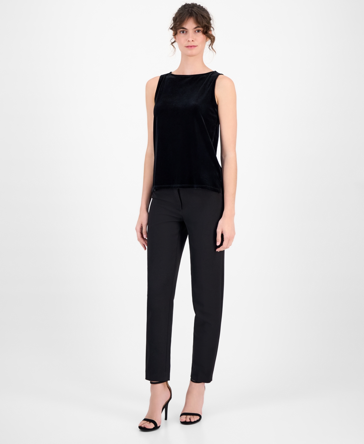 Anne Klein Women's Velour Boat-Neck Tank