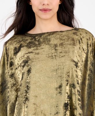 Petite Boat-Neck Dolman-Sleeve Cape Top