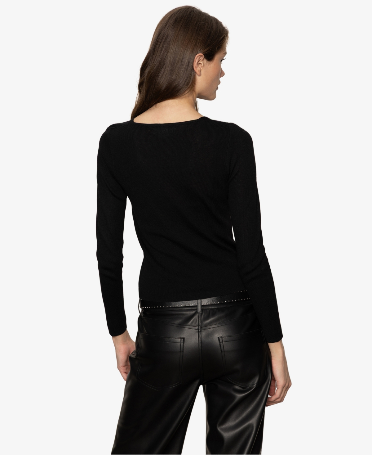 Sanctuary Twist Detail Knit Top In Black