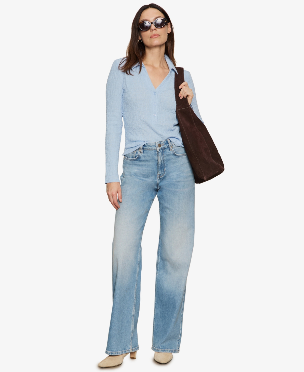Sanctuary Women's Long Sleeve Textured Top In Blue