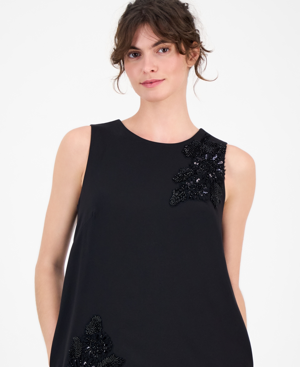 Anne Klein Women's Embellished Sleeveless Shift Dress