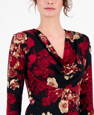Women's Floral Cowl-Neck Top